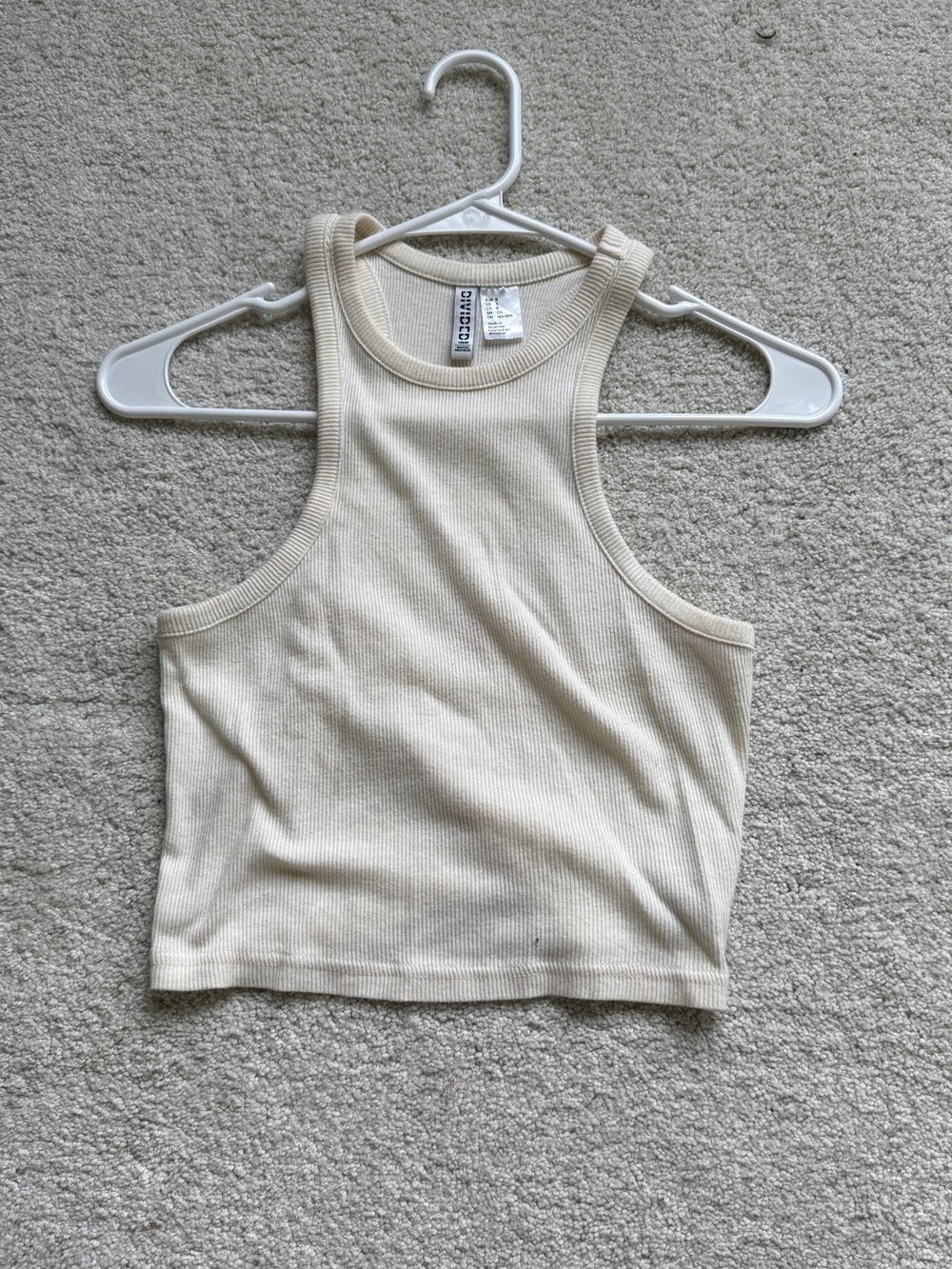 Aritzia Beige Ribbed Cropped Tank Top